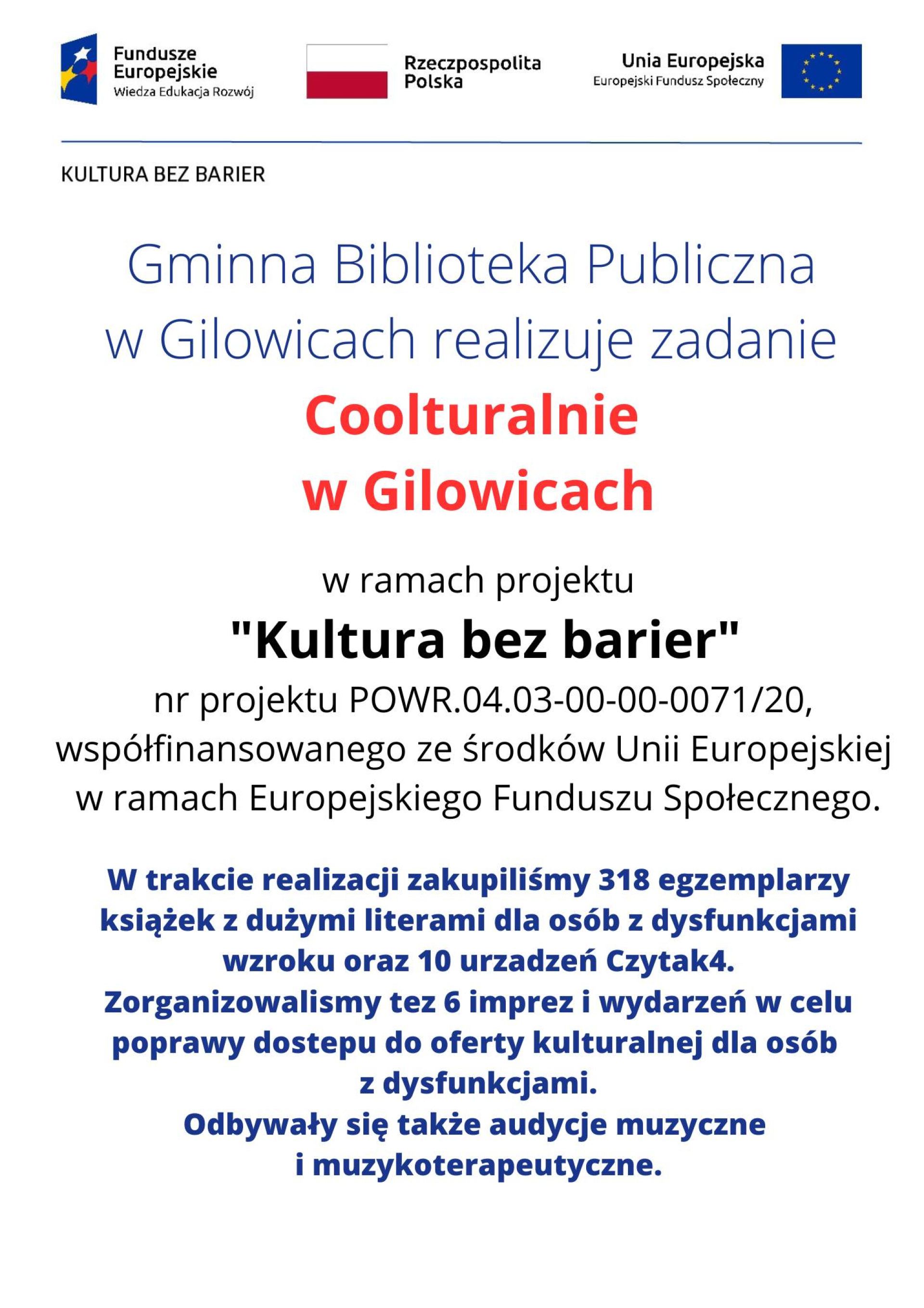 Plakat projektu Kultura bez barier