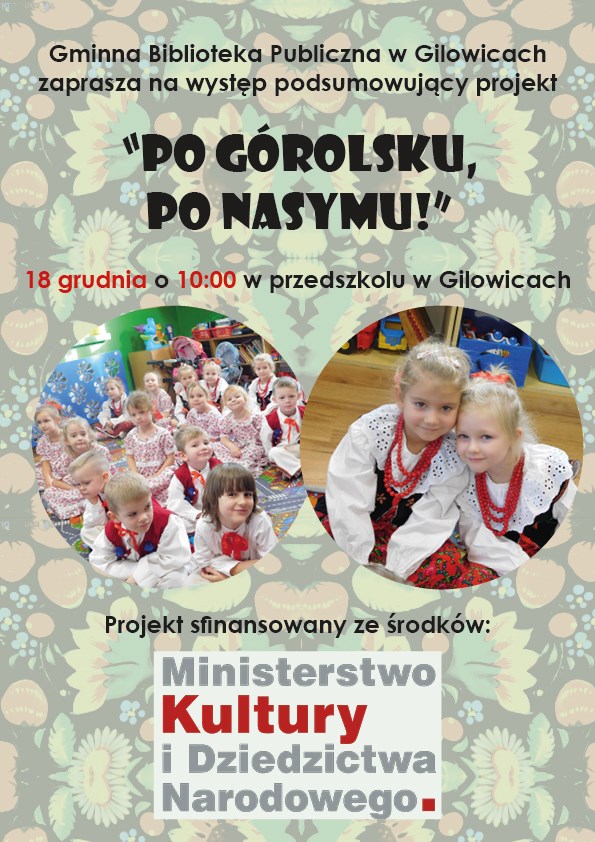 Plakat promujący projekt Po górolsku – po nasymu 