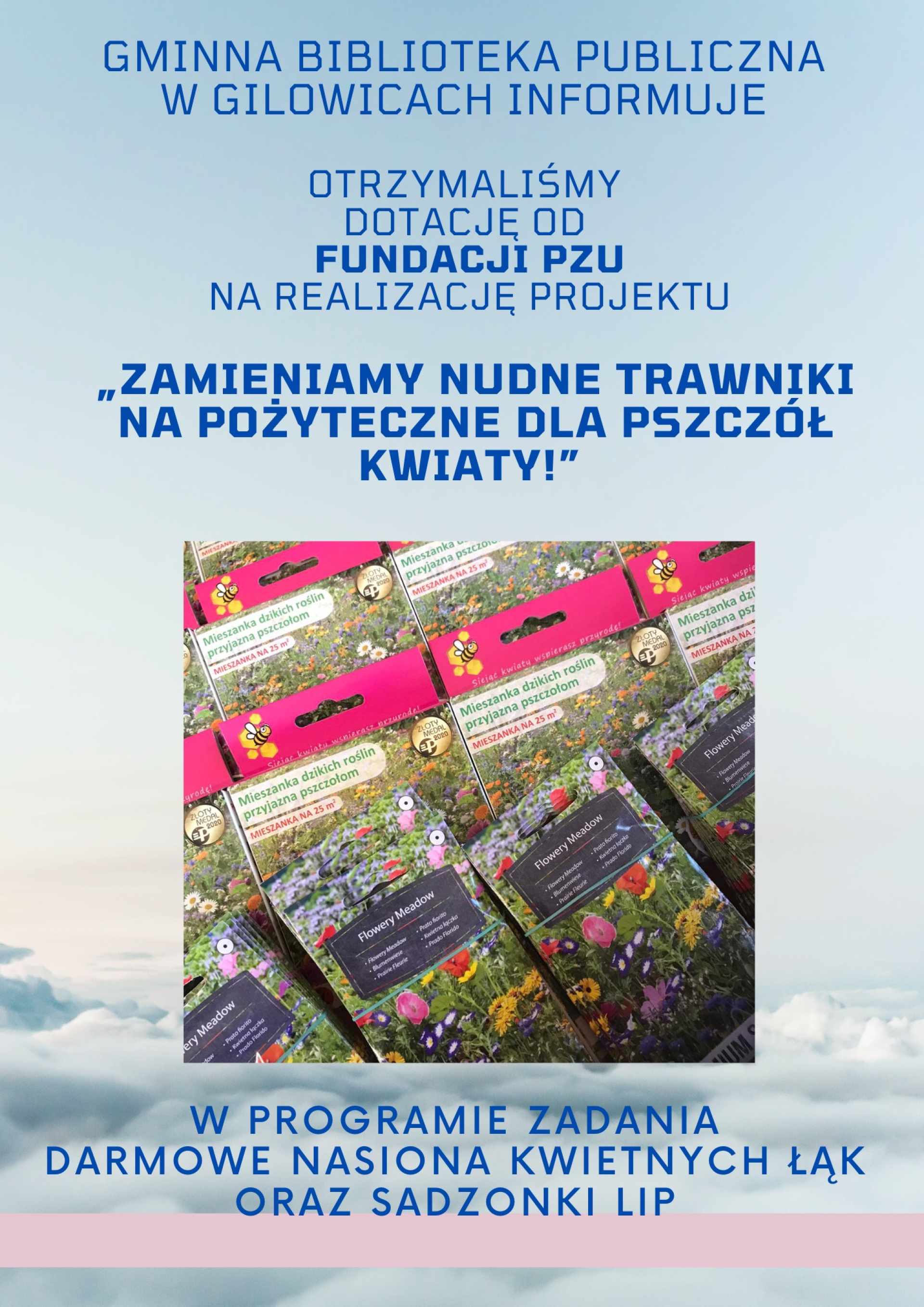 Plakat promujący projekt PZU - kwietne łąki